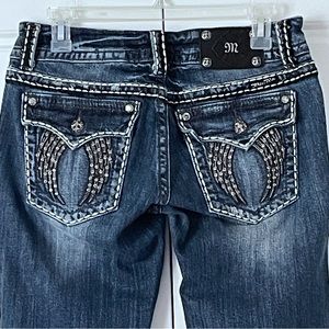 Miss Me Bling Glitz Wings Bootcut Jeans 29 Womens Stretch Dark Wash JP5082UL